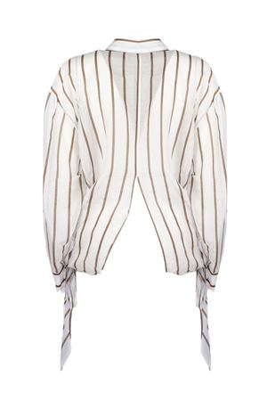 Camicia in cotone e seta a righe bianche e beige SEMI COUTURE | Y6SK58RG105